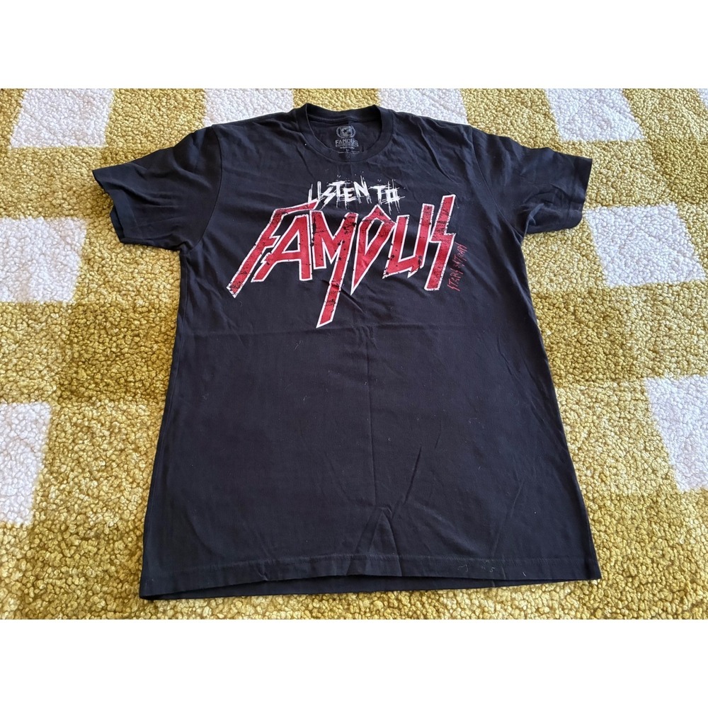 Famous Stars and Straps Mens Graphic‎ T-Shirt Black Listen To Famous Size M